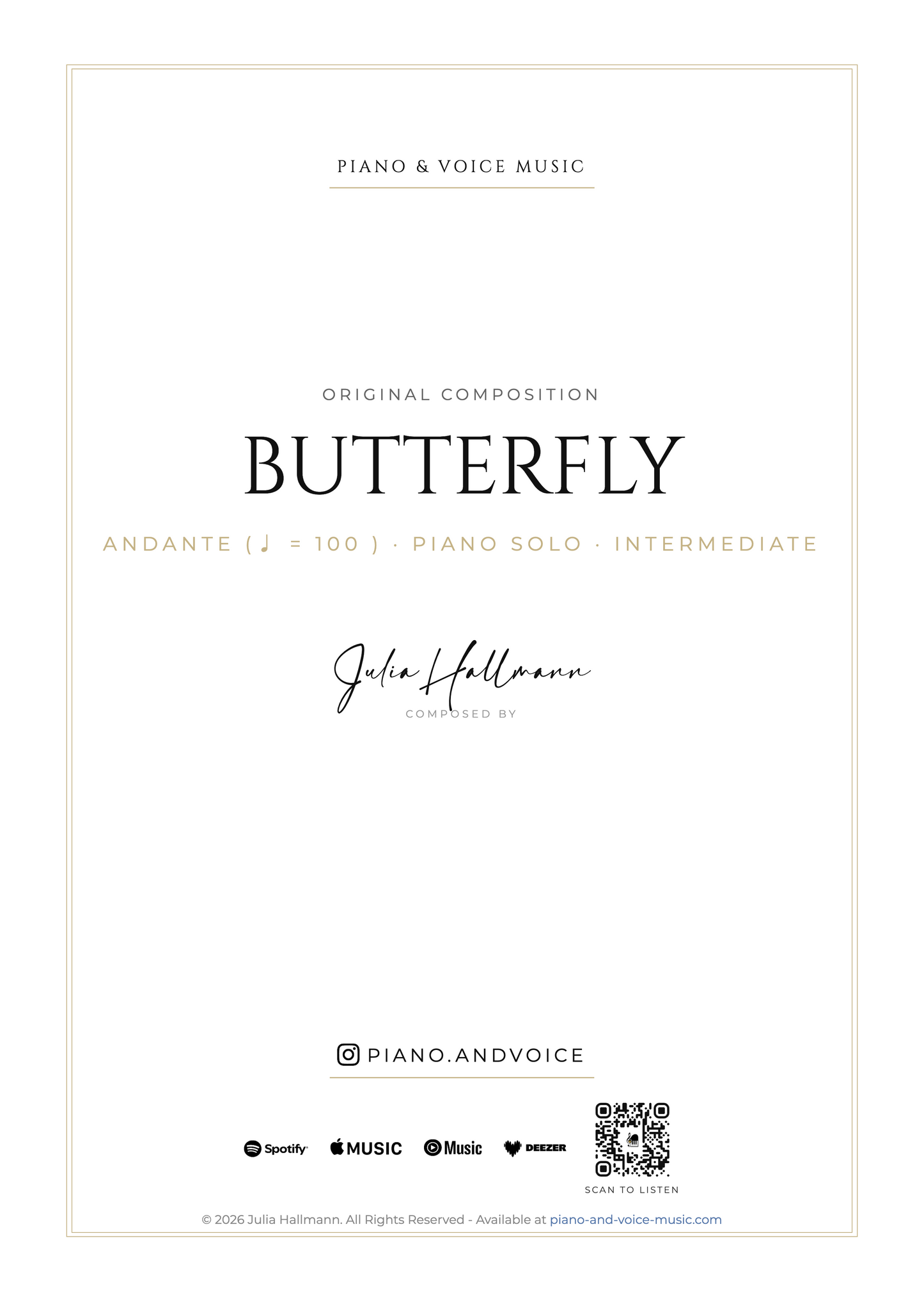 Butterfly – Klaviernoten (PDF)
