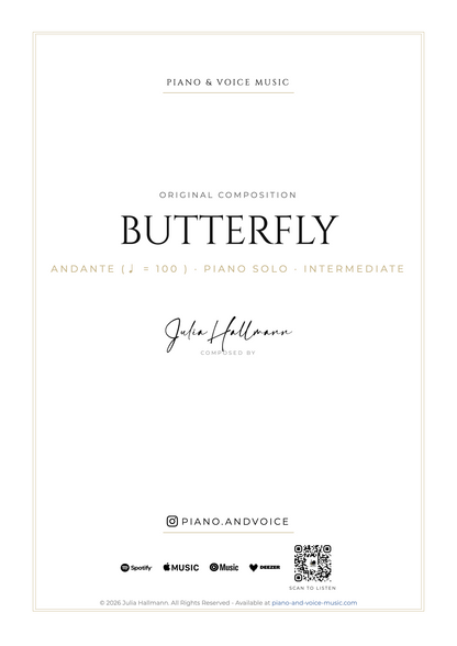 Butterfly – Klaviernoten (PDF)