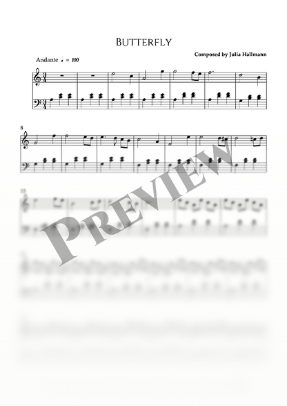 Butterfly – Klaviernoten (PDF)